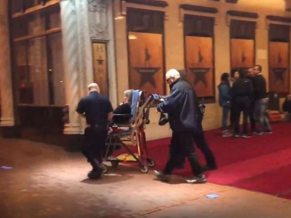 PHOTO: A theatergoer is wheeled out of the Orpheum Theater in San Francisco following a panic resulting from a medical emergency on Friday, Feb. 15, 2019.