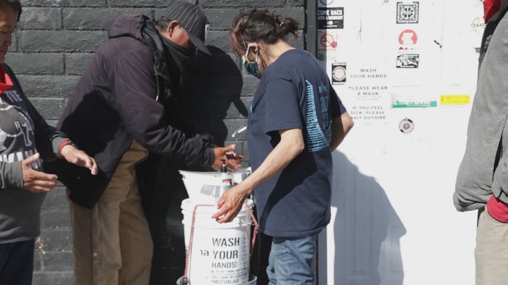 PHOTO: The Navajo and Hopi Families relief efforts have raised over $1 million, setting up makeshift hand washing stations and distributing them around the reservation.