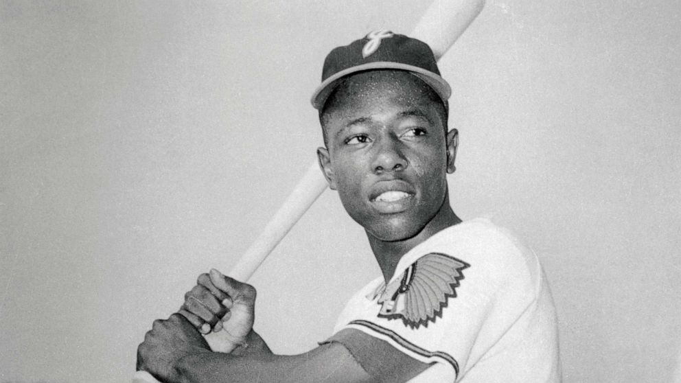 Henry Aaron of the Milwaukee Braves poses for a portrait. Aaron News  Photo - Getty Images