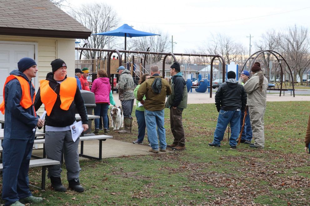 PHOTO: Volunteers gather in Lakeview Park in Port Clinton, Ohio to help search for missing 14-year-old Harley Dilly, Jan. 12, 2020.