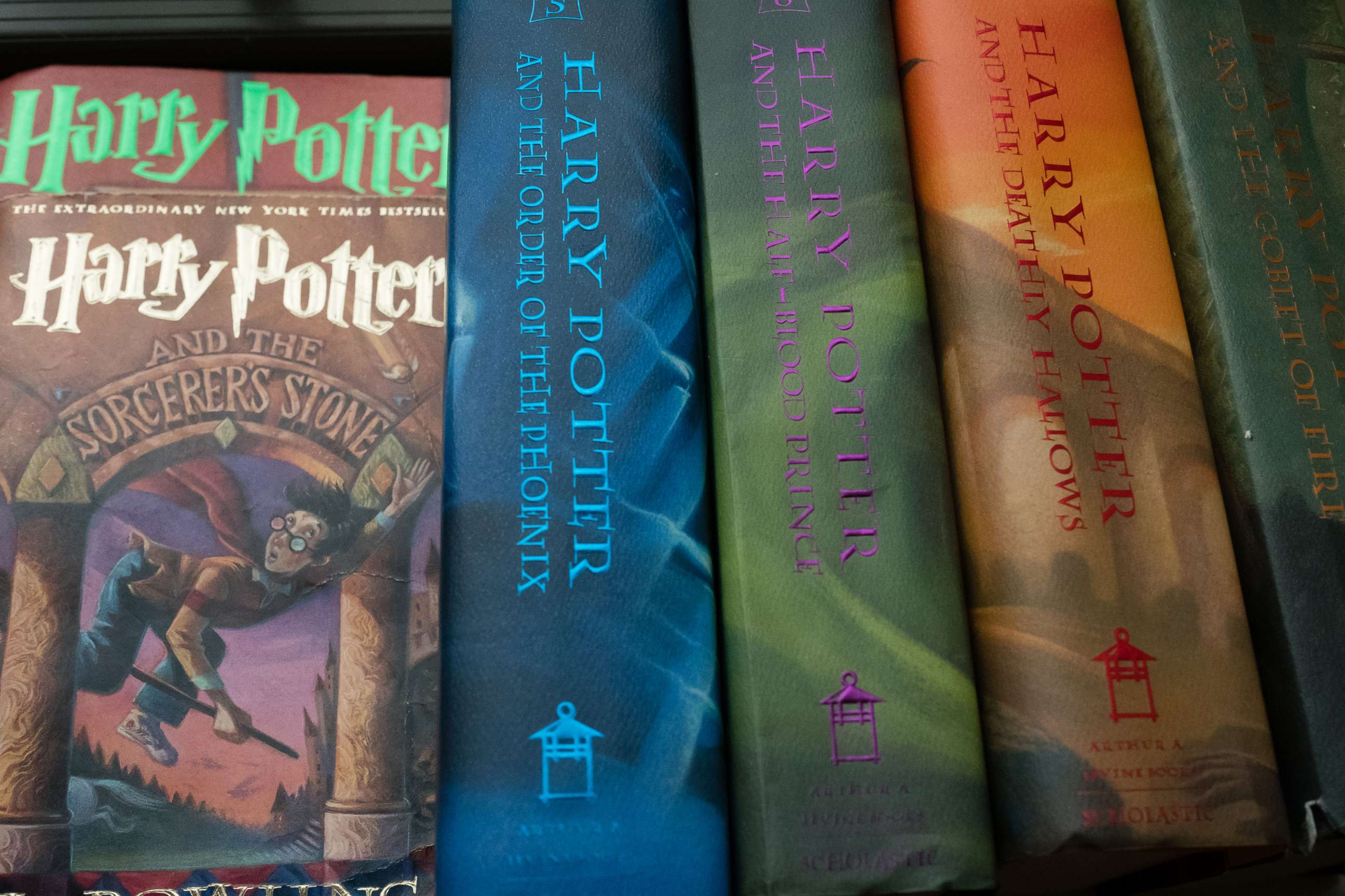 PHOTO: In this June 19, 2017, file photo, a collection of Harry Potter books is shown.