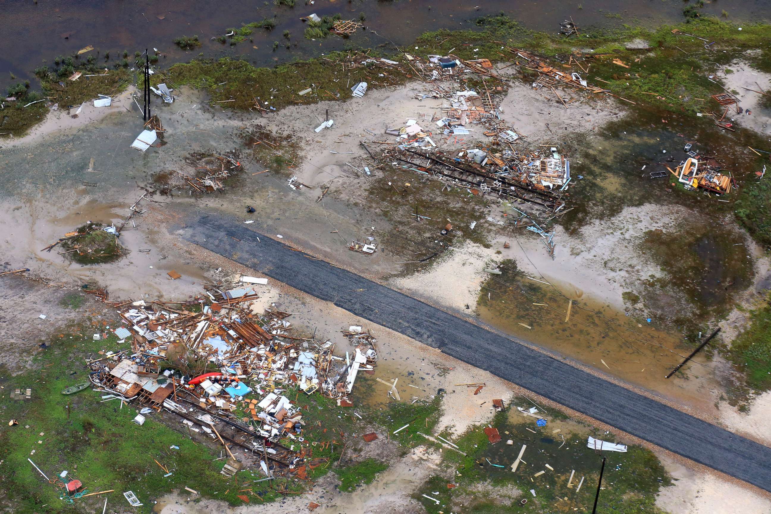 PHOTO: Debris left behind in the wake of Hurricane Harvey, Aug. 28, 2017, in Corpus Christi, Texas.