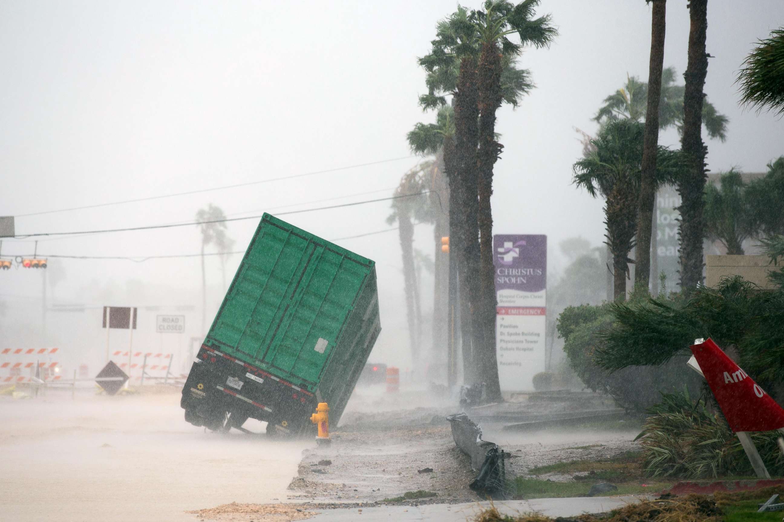 PHOTO: Outside of the CHRISTUS Spohn Hospital in Corpus Christi, Texas, Aug. 25, 2017, as Hurricane Harvey moves towards the Texas coast.