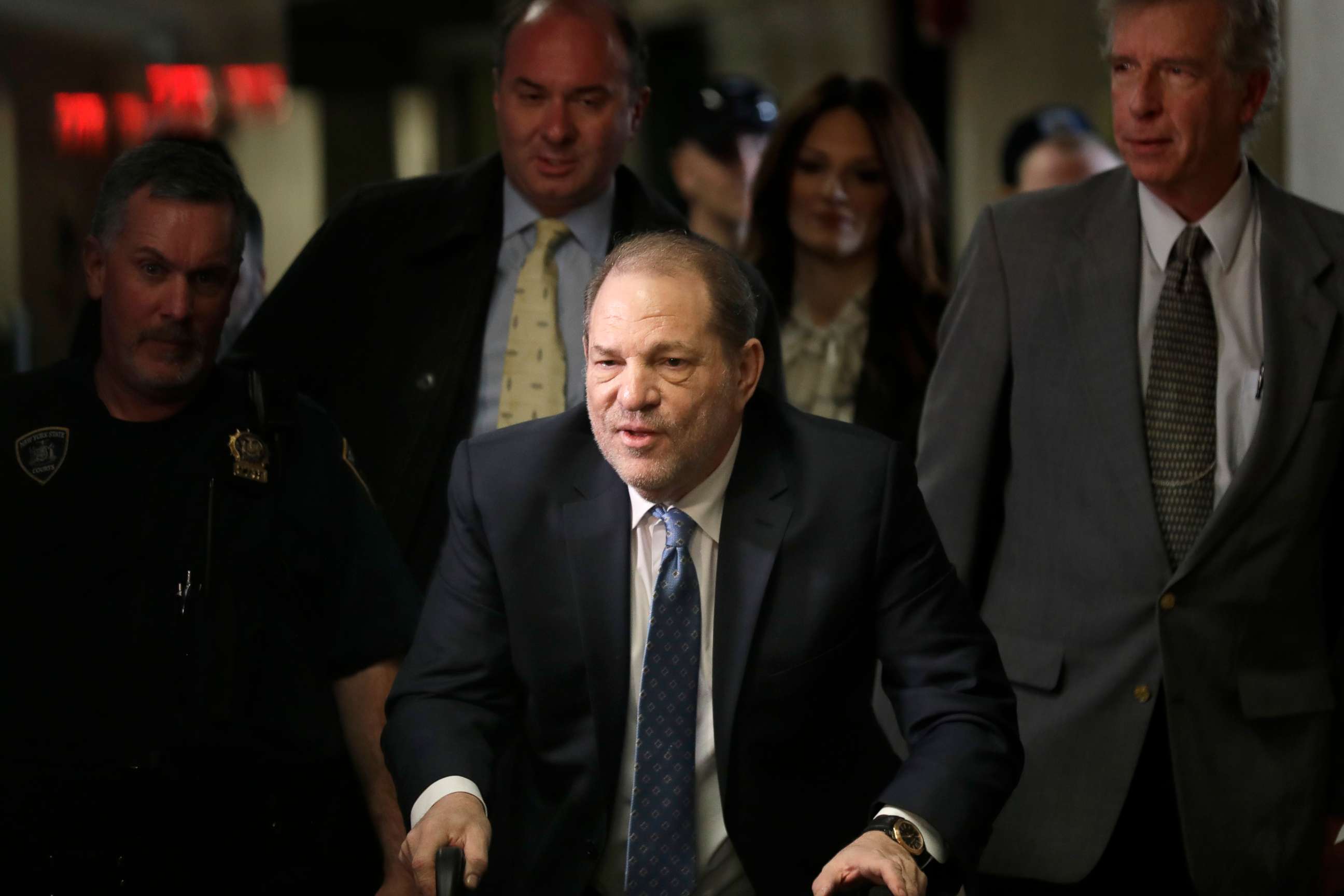 PHOTO: Harvey Weinstein arrives at a Manhattan courthouse for jury deliberations in his rape trial, Monday, Feb. 24, 2020, in New York.
