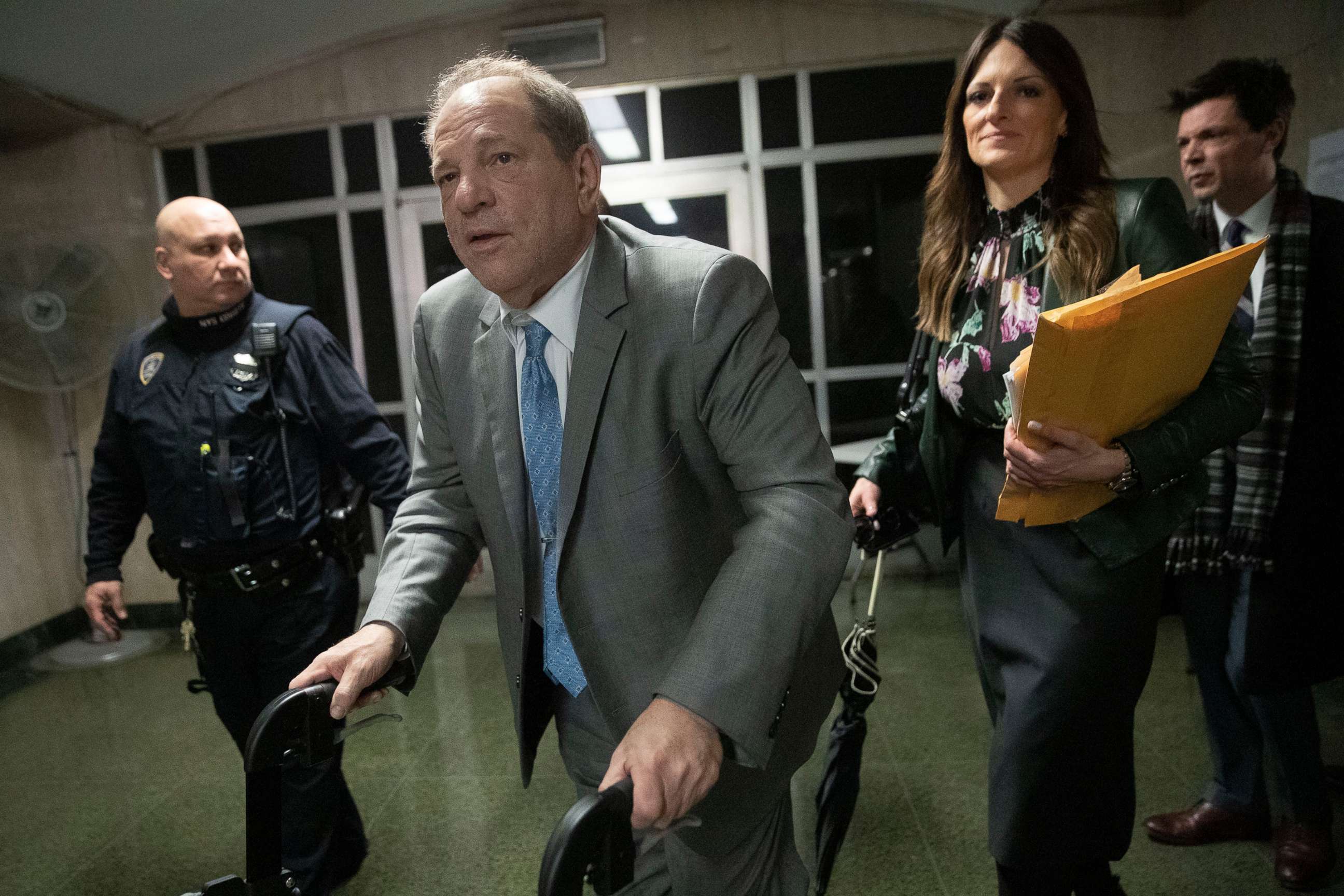 PHOTO: Harvey Weinstein leaves a Manhattan courthouse followed by his lead attorney Donna Rotunno in the first day of jury deliberations in his rape trial, Feb. 18, 2020, in New York.