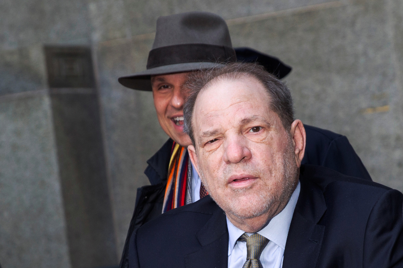 PHOTO: Film producer Harvey Weinstein and his legal team leave the New York Criminal Court after a hearing for Weinstein's sexual assault trial in New York, Jan. 30, 2020.