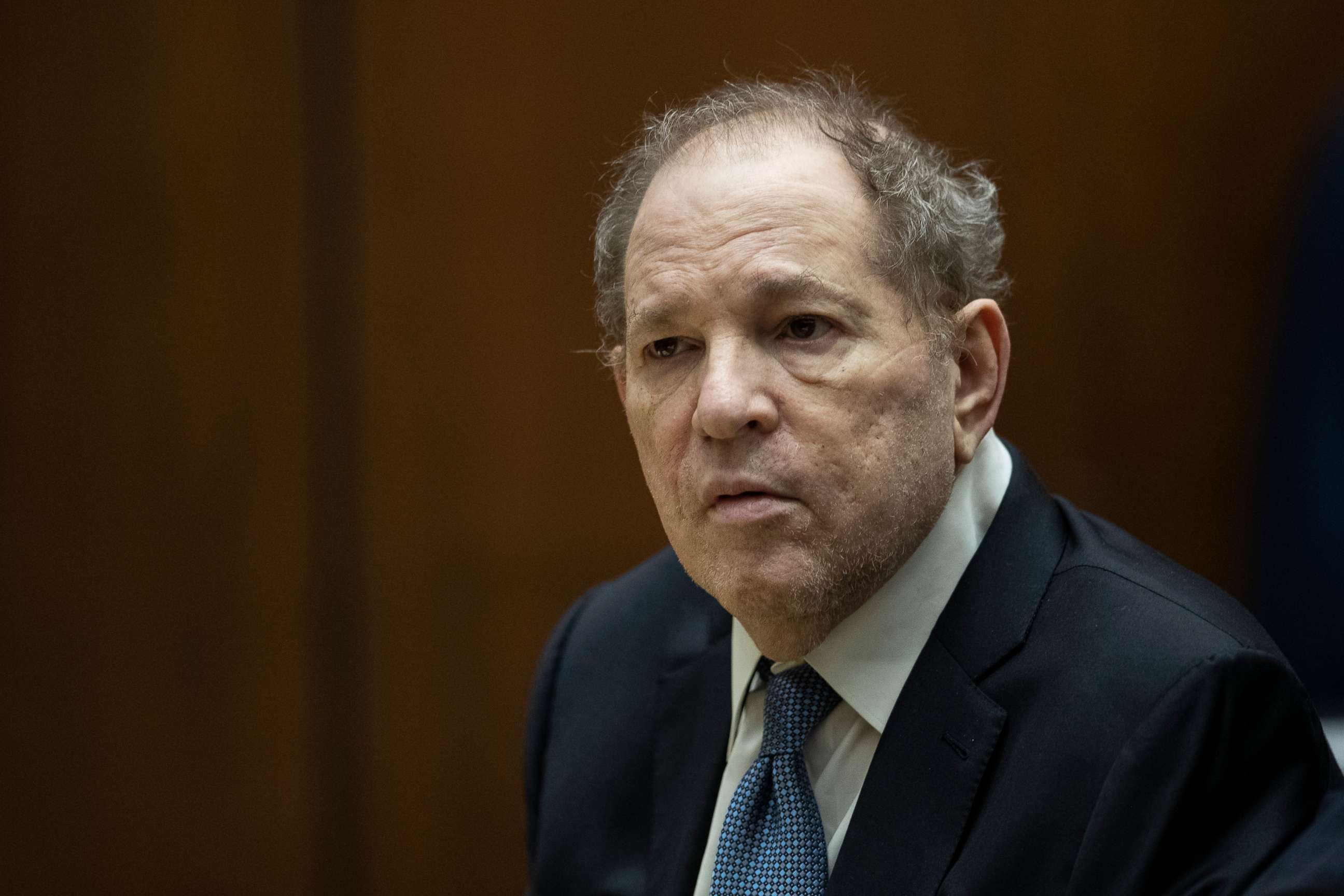 PHOTO: In this Oct. 4, 2022, file photo, former film producer Harvey Weinstein appears in court at the Clara Shortridge Foltz Criminal Justice Center in Los Angeles.