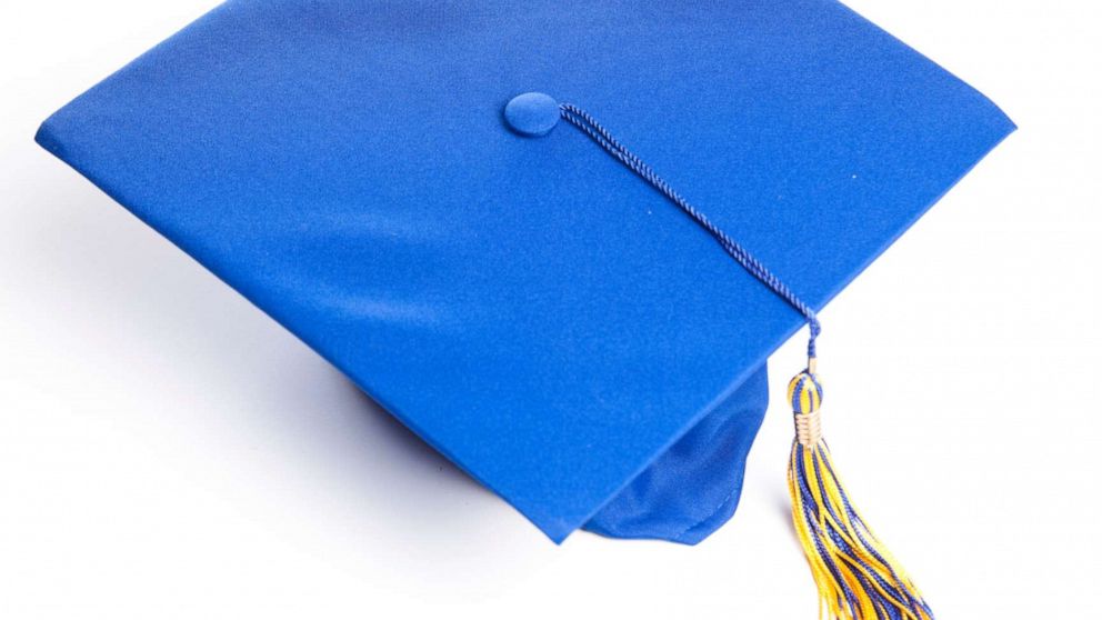 PHOTO: Blue graduation hat in a stock photo. 
