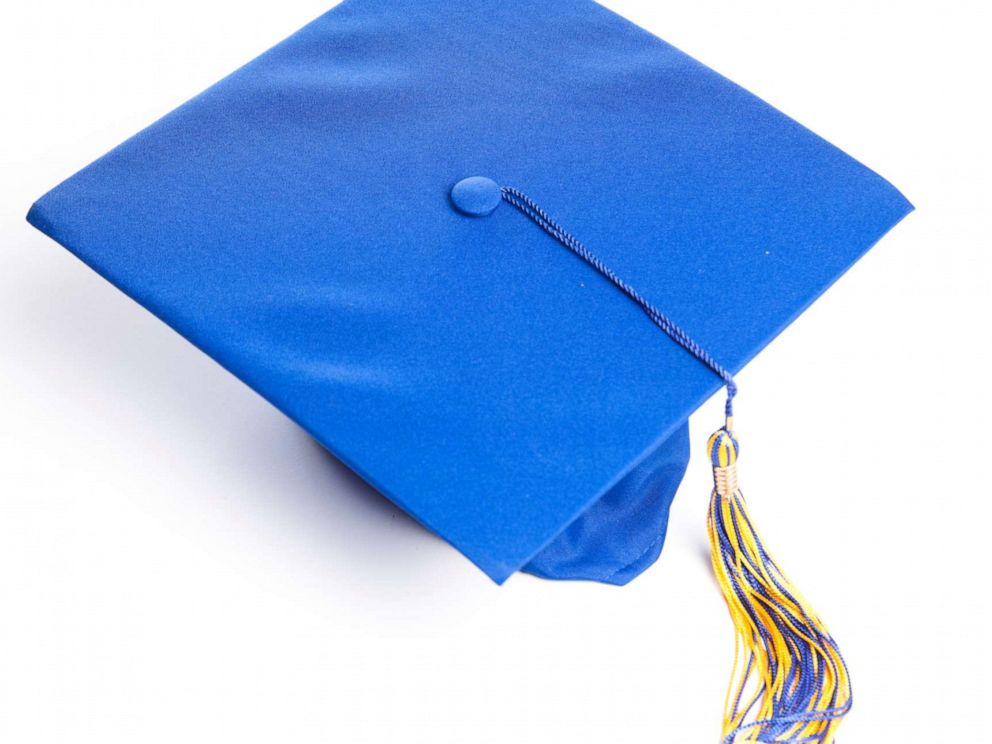 PHOTO: Blue graduation hat in a stock photo.
