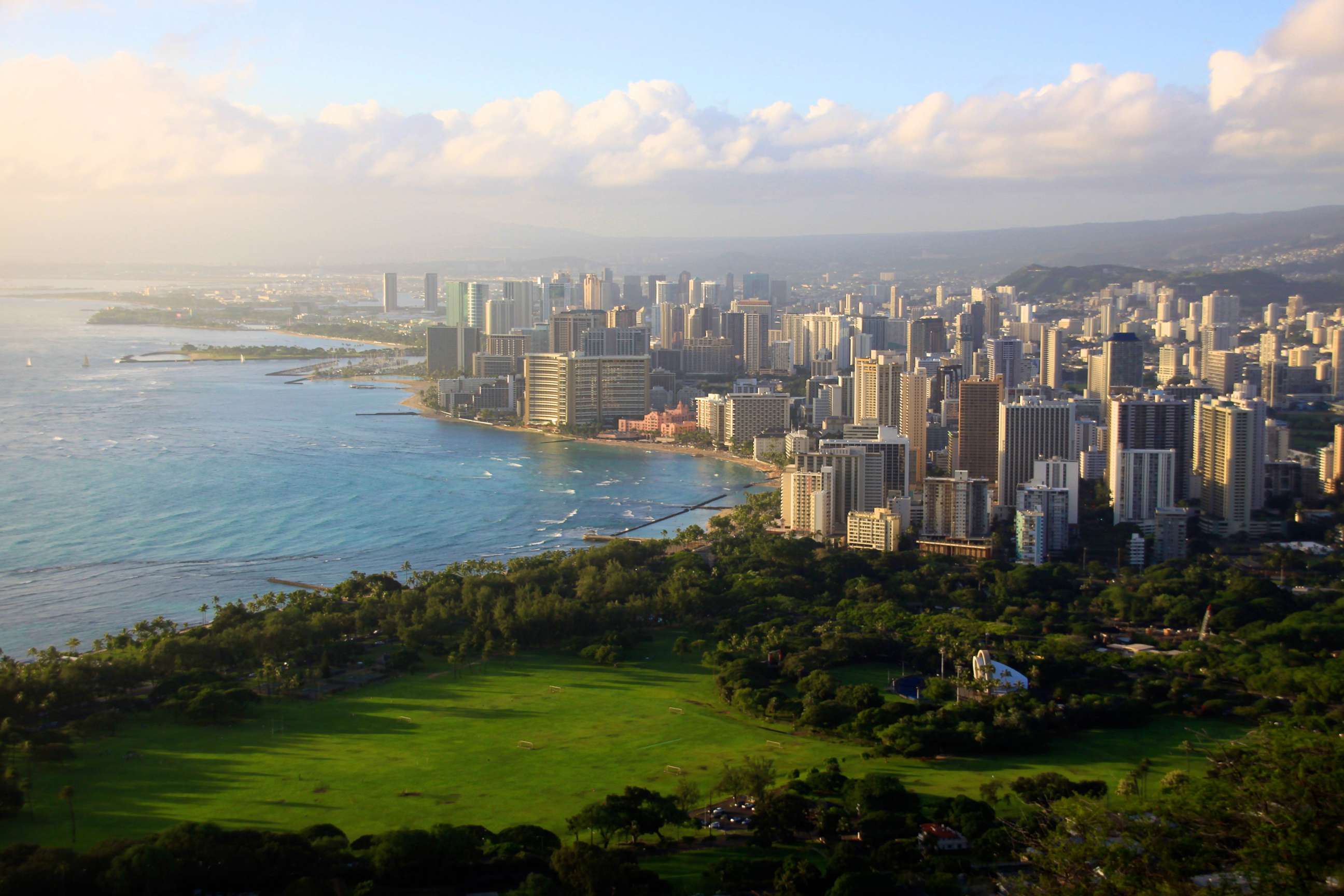 PHOTO: The Honolulu skyline and Waikiki Beach.