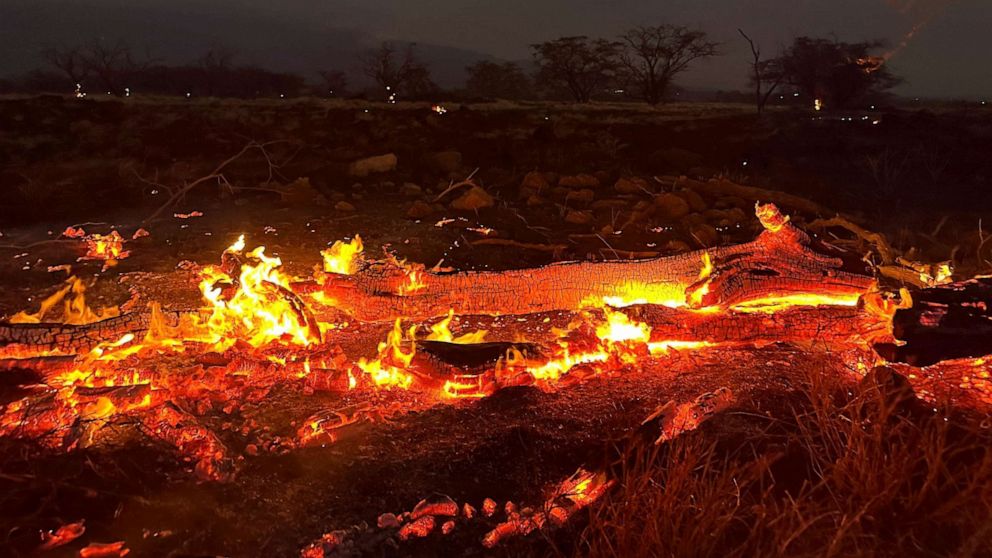 PHOTO: A wildfire burns in Kihei, Hawaii, Aug. 9, 2023.