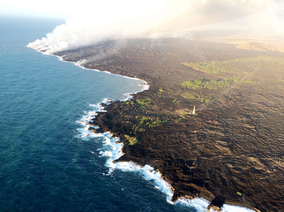 PHOTO: In this July 11, 2018, photo lava from Kilauea flows into the Pacific Ocean.