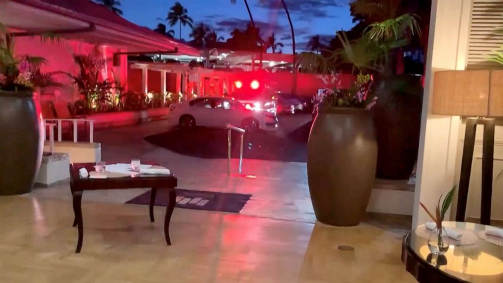PHOTO: Emergency response vehicle is seen at Kahala Resort & Hotel in Honolulu, Hawaii, April 10, 2021.