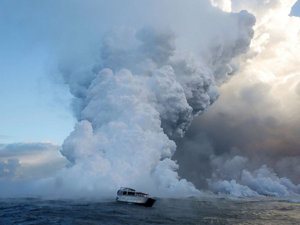 hawaii-volcano-02-rtr-jc-180605_hpMain_4x3_992 hawaii-volcano-02-rtr-jc-180605_hpMain_4x3_992 PHOTO: People watch from a tour boat as lava flows into the Pacific Ocean in the Kapoho area, east of Pahoa, during ongoing eruptions of the Kilauea Volcano in Hawaii, June 4, 2018. Volcano in Hawaii has destroyed at least 600 homes: Officials hawaii volcano 02 rtr jc 180605 hpMain 4x3 992