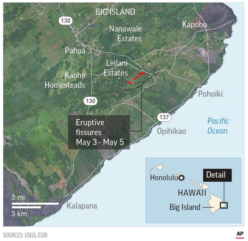 PHOTO: This map shows eruptive fissures in Hawaii.