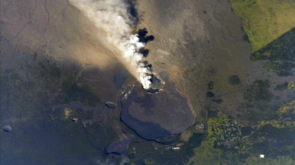 View of the Hawaii's Kilauea Volcano from the International Space Station in this undated image obtained from social media and tweeted on May 13, 2018.
