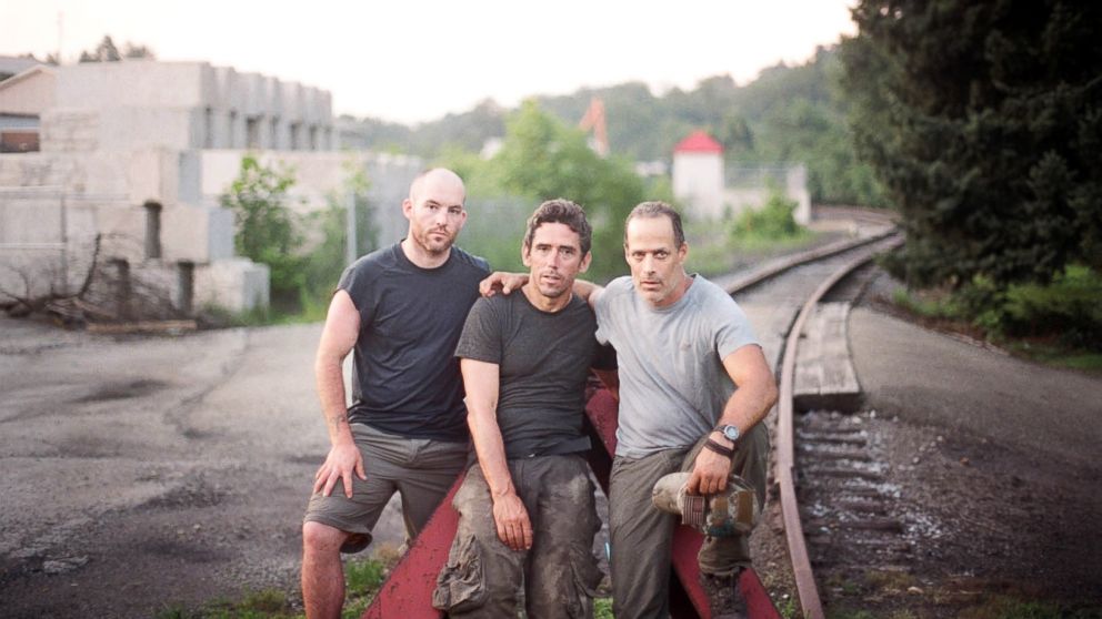 Sebastian Junger's "The Last Patrol" documents his walk from Washington, D.C. to New York City along Amtrak railroad lines. Junger, pictured right, was joined by veteran Brendan O'Byrne, left, and photojournalist Guillermo Cervera, center.