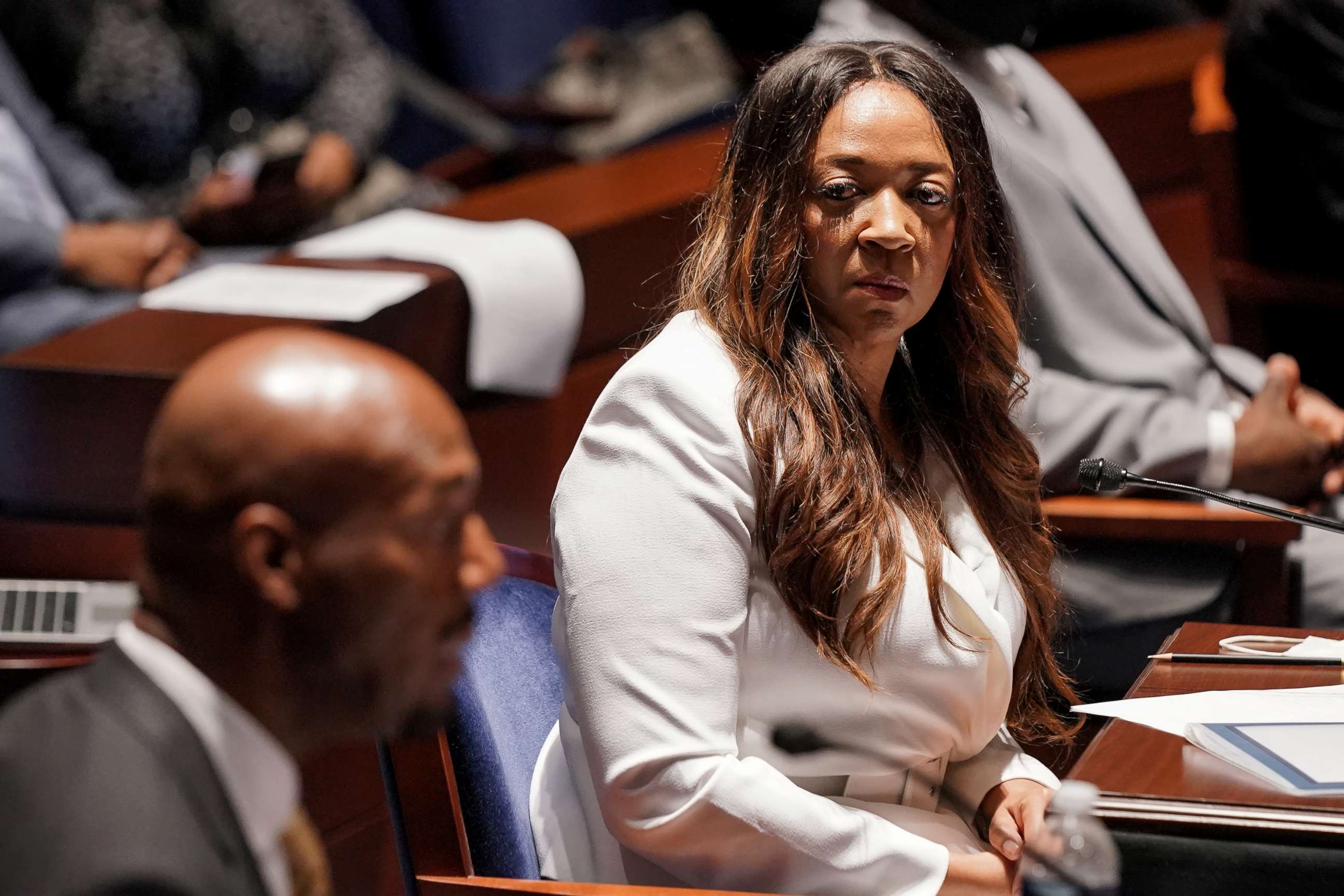 PHOTO: Angela Underwood-Jacobs attends a House Judiciary Committee hearing to discuss police brutality and racial profiling, in Washington, June 10, 2020.