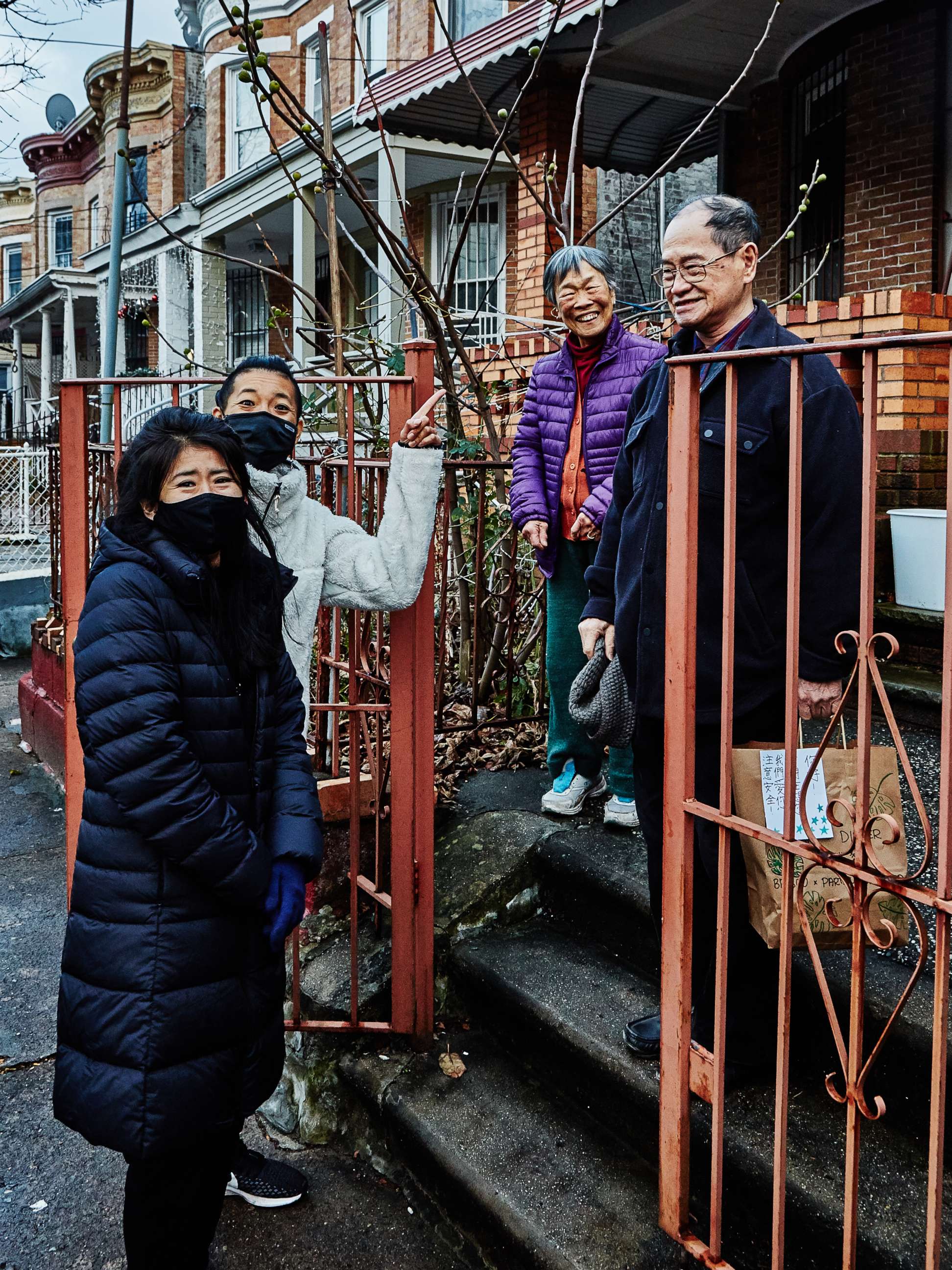 PHOTO: Yin Chang and Moonlynn Tsai deliver meals to seniors in their community amid the COVID-19 pandemic. 