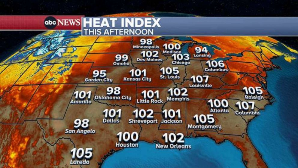 PHOTO: The Heat Index forecast for today.