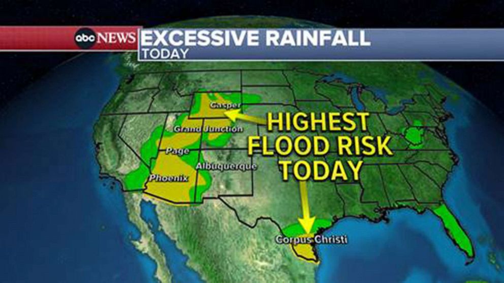 PHOTO: An ABC Graphic shows the areas of high risk of flooding on Aug. 14, 2022.
