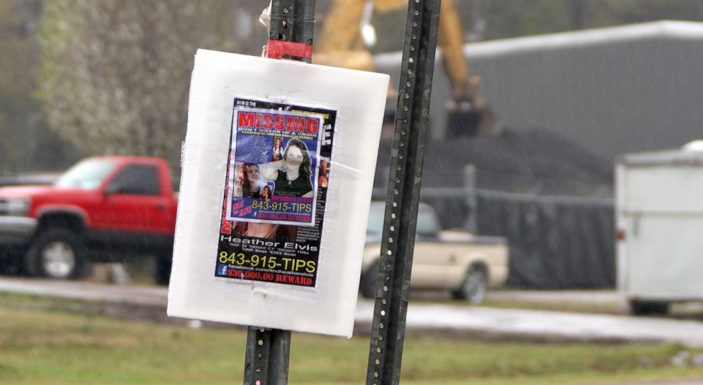 PHOTO: A missing sign for Heather Elvis, of Socastee, South Carolina, who was last seen on Dec. 17, 2013.