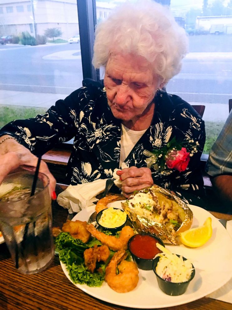 PHOTO: Helen Self, 109, orders the same thing for her birthday dinner every year at The Montana Club: Prawns, salad and "a baked potato with everything on it."