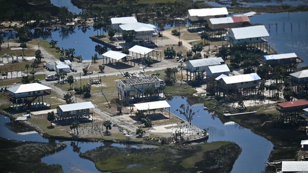 PHOTO: A view of damaged homes affected by Hurricane Helene near Keaton Beach, Florida, Oct. 3, 2024.