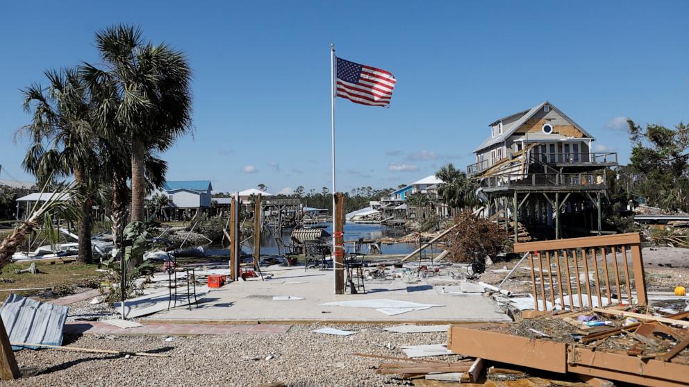 PHOTO: A view of the site of a home lifted from its foundation by the storm surge from Hurricane Helene that passed through the Florida panhandle, severely impacting the community of Keaton Beach, Florida, Sept. 29, 2024.