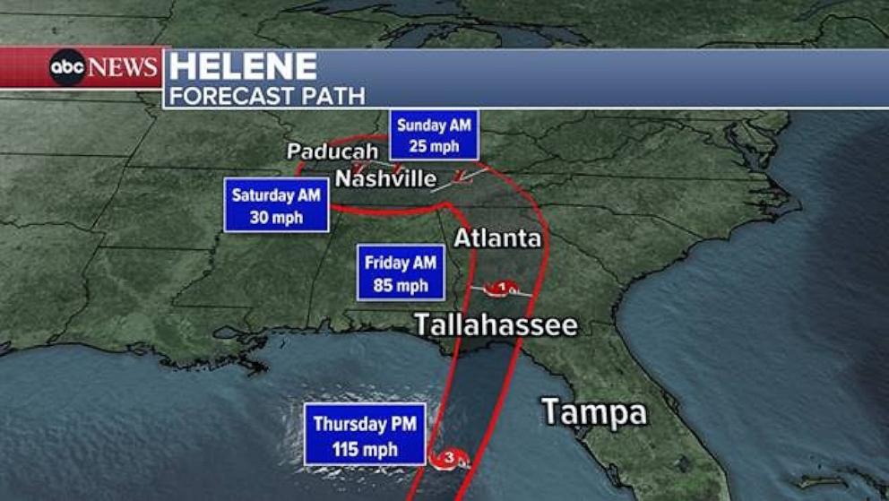 Hurricane Helene live updates Storm strengthens to Category 2, track