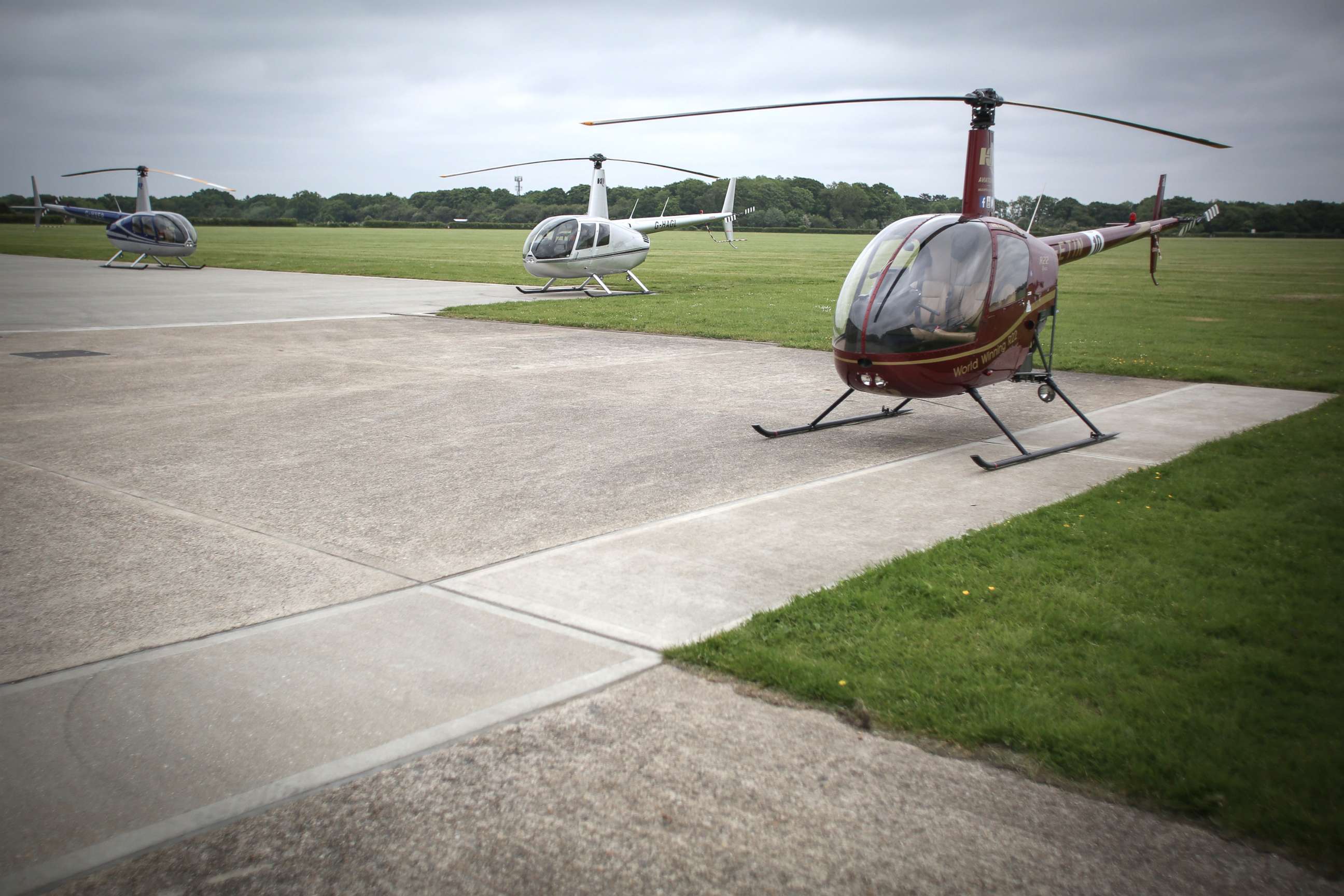PHOTO: Robinson helicopters are pictured outside of London. 