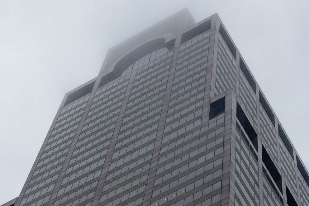 PHOTO: A view of 787 7th Avenue in midtown Manhattan where a helicopter was reported to have crashed in New York, June 10, 2019. 