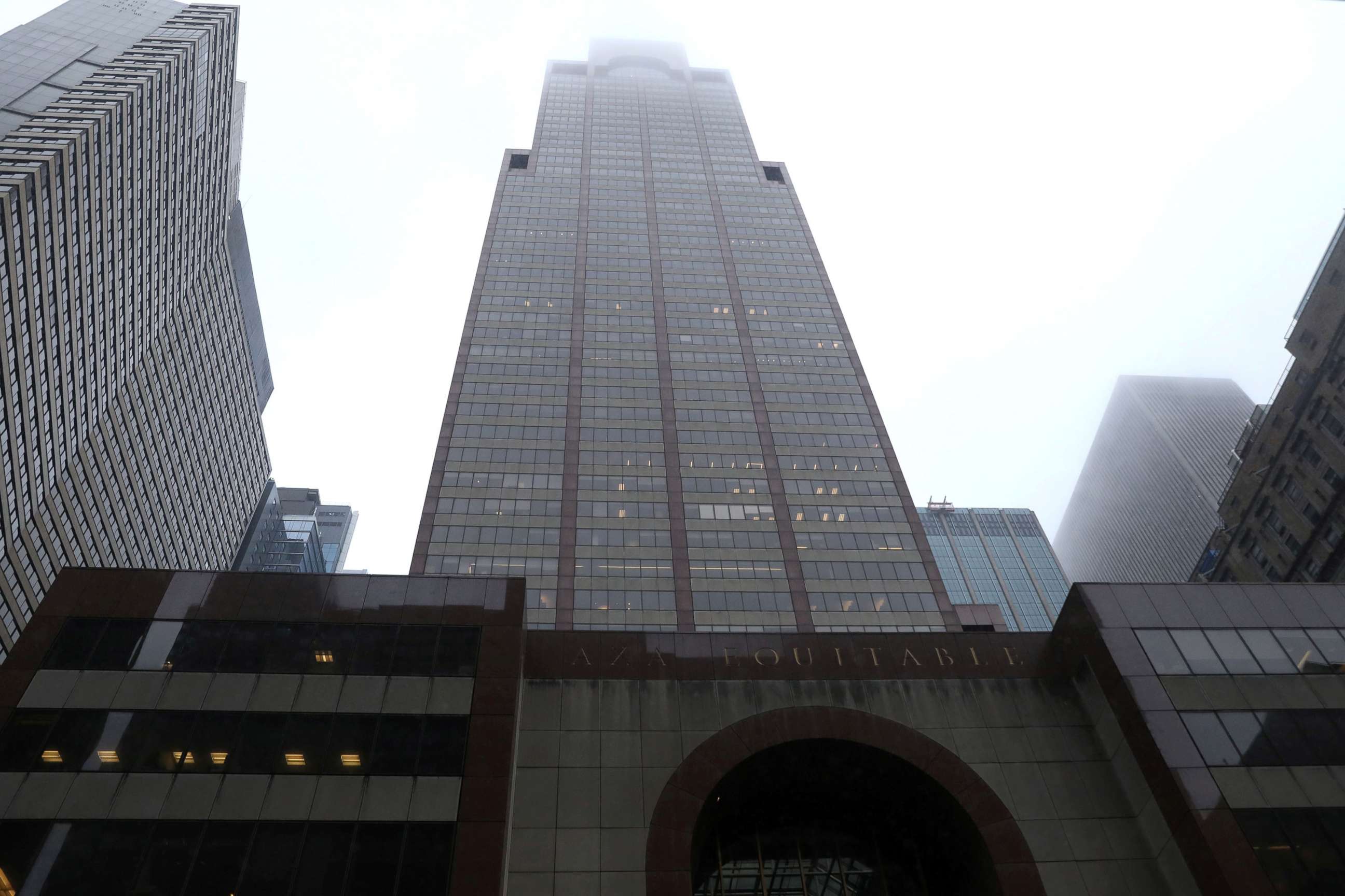 PHOTO: A view of 787 7th Avenue in midtown Manhattan where a helicopter was reported to have crashed in New York on June 10, 2019.