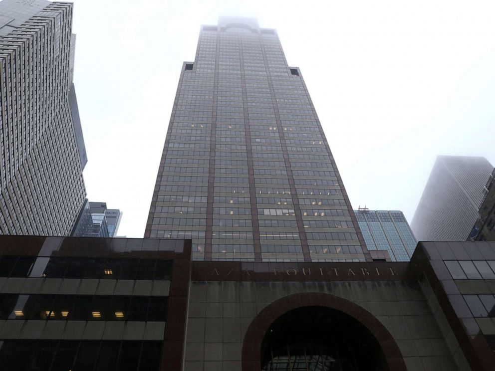 PHOTO: A view of 787 7th Avenue in midtown Manhattan where a helicopter was reported to have crashed in New York on June 10, 2019.