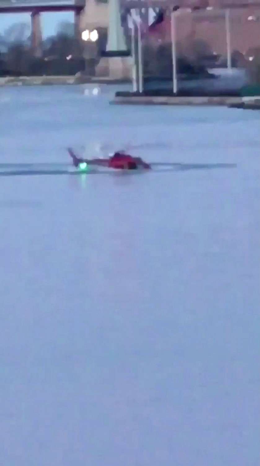 PHOTO: A helicopter crashed in New York City's East River, March 11, 2018, in a still image from video posted to Twitter.
