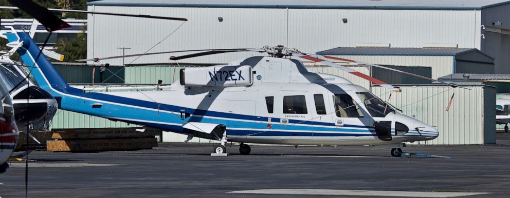 PHOTO: The Sikorsky S-76B helicopter sits at Van Nuys Airport in Van Nuys, Calif., Feb. 1, 2018. NBA legend Kobe Bryant, his 13-year-old daughter and several others were killed after their helicopter went down in Southern California.