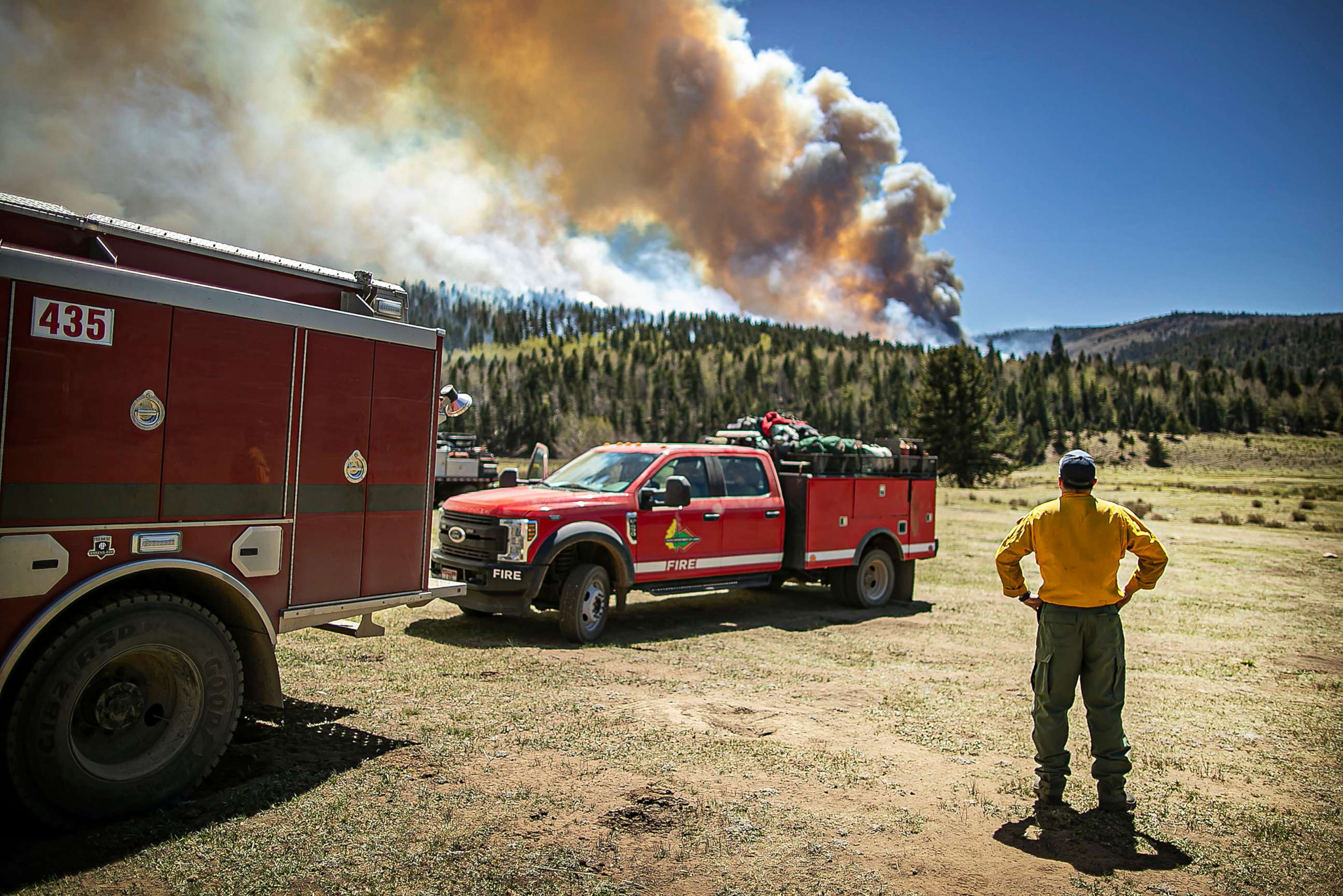 PHOTO: Firefighters from all over the country converge on Northern New Mexico to battle the Hermit's Peak and Calf Canyon fire, May 13, 2022.