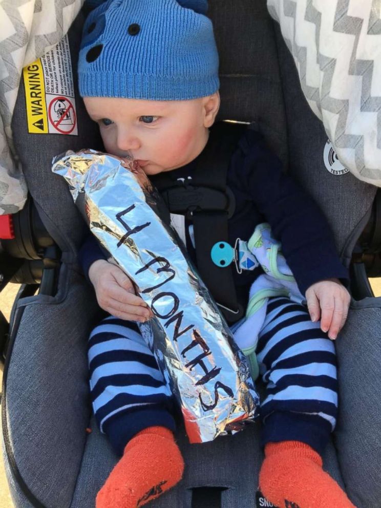 Brad Williams' son, Lucas, at 4 months old, complete with cheesesteak for scale.