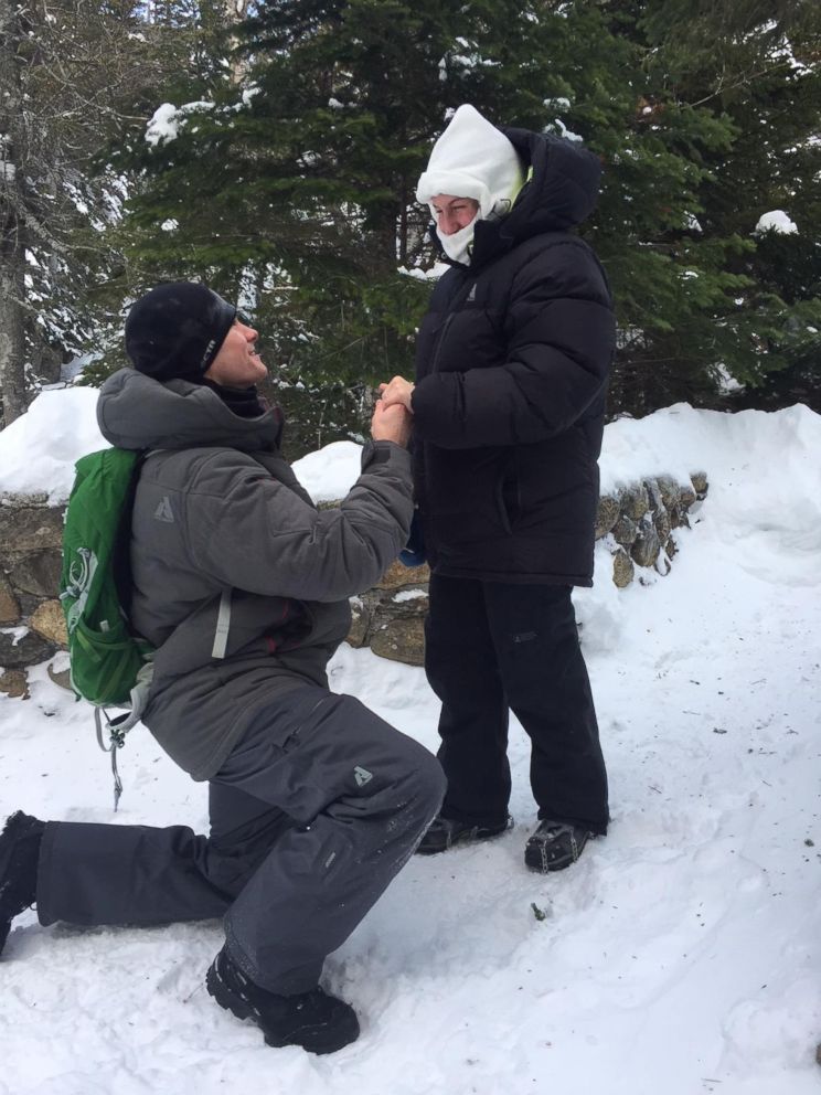 Josh Darnell proposed to his girlfriend, Rachel Raske, in minus-34 degree weather on Mount Washington, N.H., on Thursday.