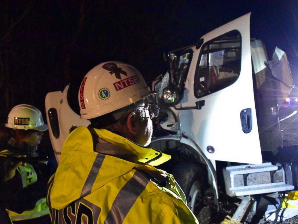 Pete Kotowski, NTSB Investigator in Charge for the investigation of Wednesday’s accident, examines the wreckage of the dump truck that collided with an Amtrak train carrying GOP congressmen.