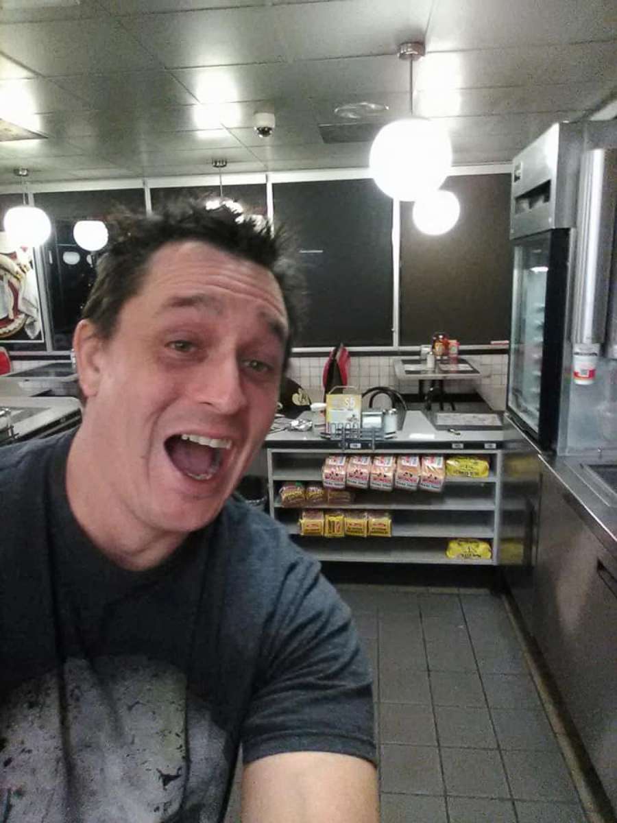 Alex Bowen cooked up his own meal at an empty Waffle House in West Columbia, S.C.