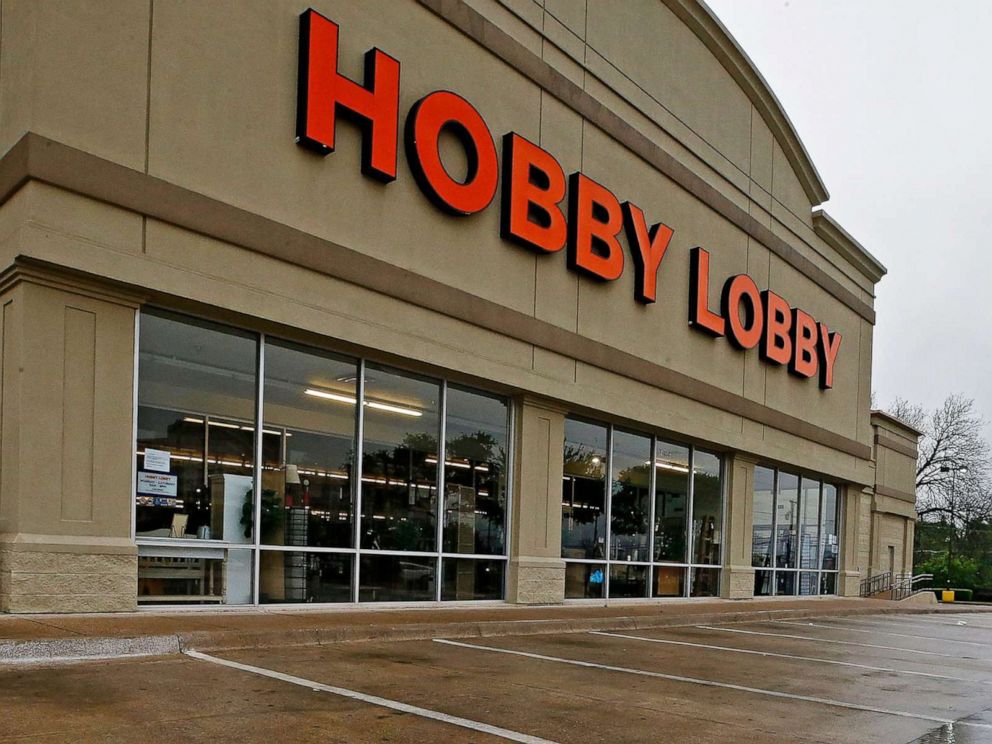 PHOTO: Arts and crafts store 'Hobby Lobby'  in North Dallas sits closed after officials posted for them to stop opening to public in Dallas, April 3, 2020.