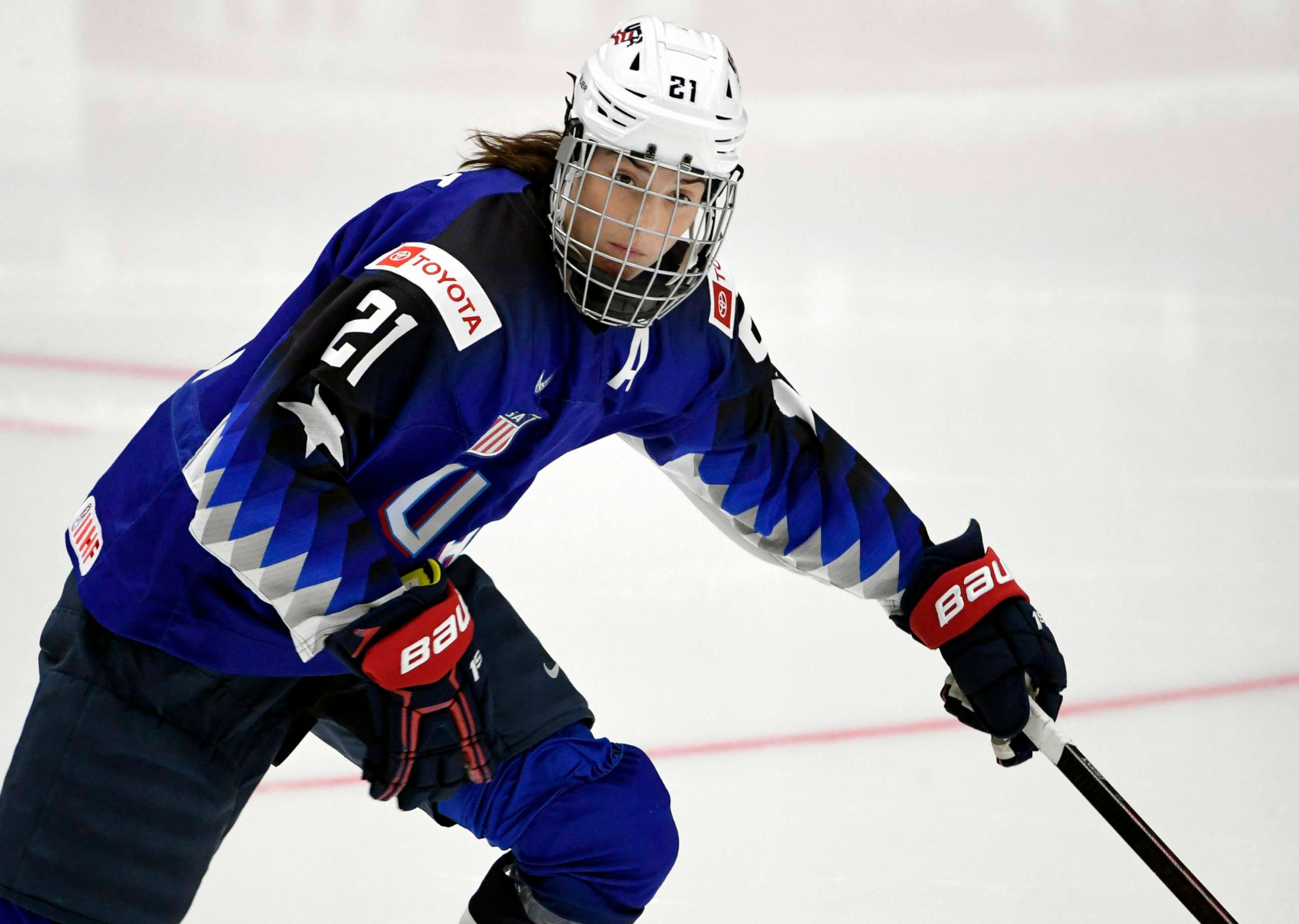 PHOTO: Hilary Knight of USA in action during the IIHF Women's Ice Hockey World Championships quarterfinal match USA vs Japan, in Espoo, Finland, April 11, 2019.