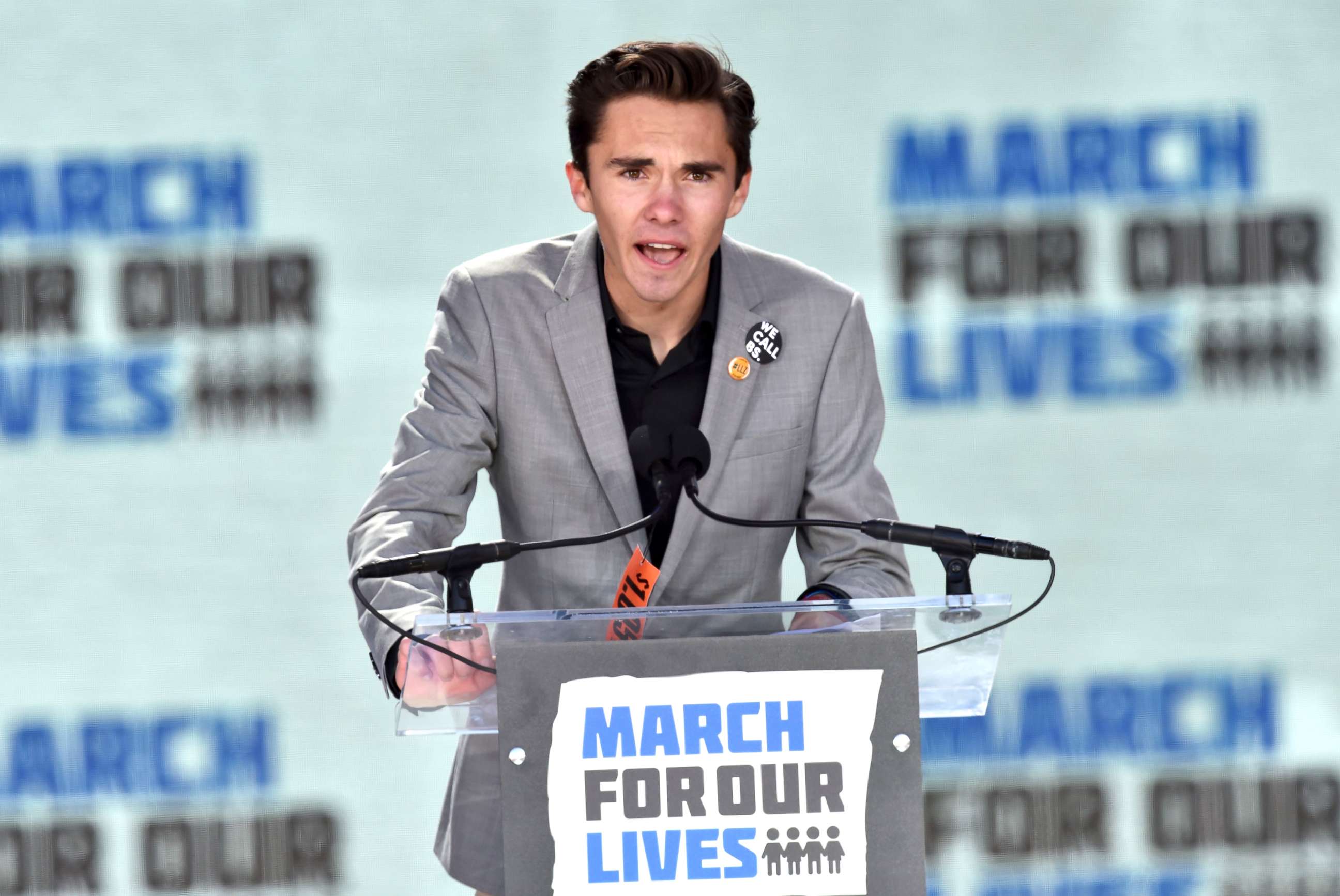PHOTO: Marjory Stoneman Douglas High School student David Hogg speaks during the March for Our Lives Rally in Washington, D.C., March 24, 2018. 