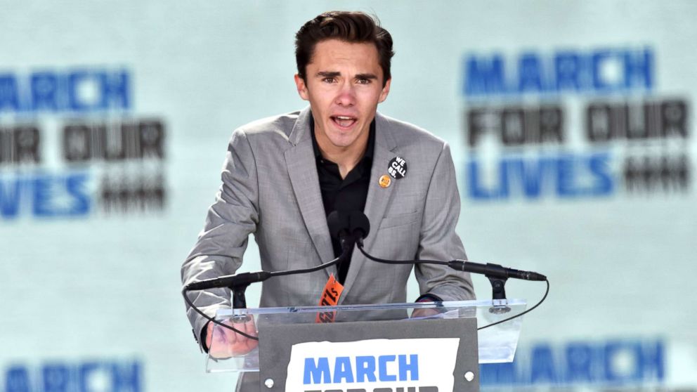 PHOTO: Marjory Stoneman Douglas High School student David Hogg speaks during the March for Our Lives Rally in Washington, D.C., March 24, 2018. 