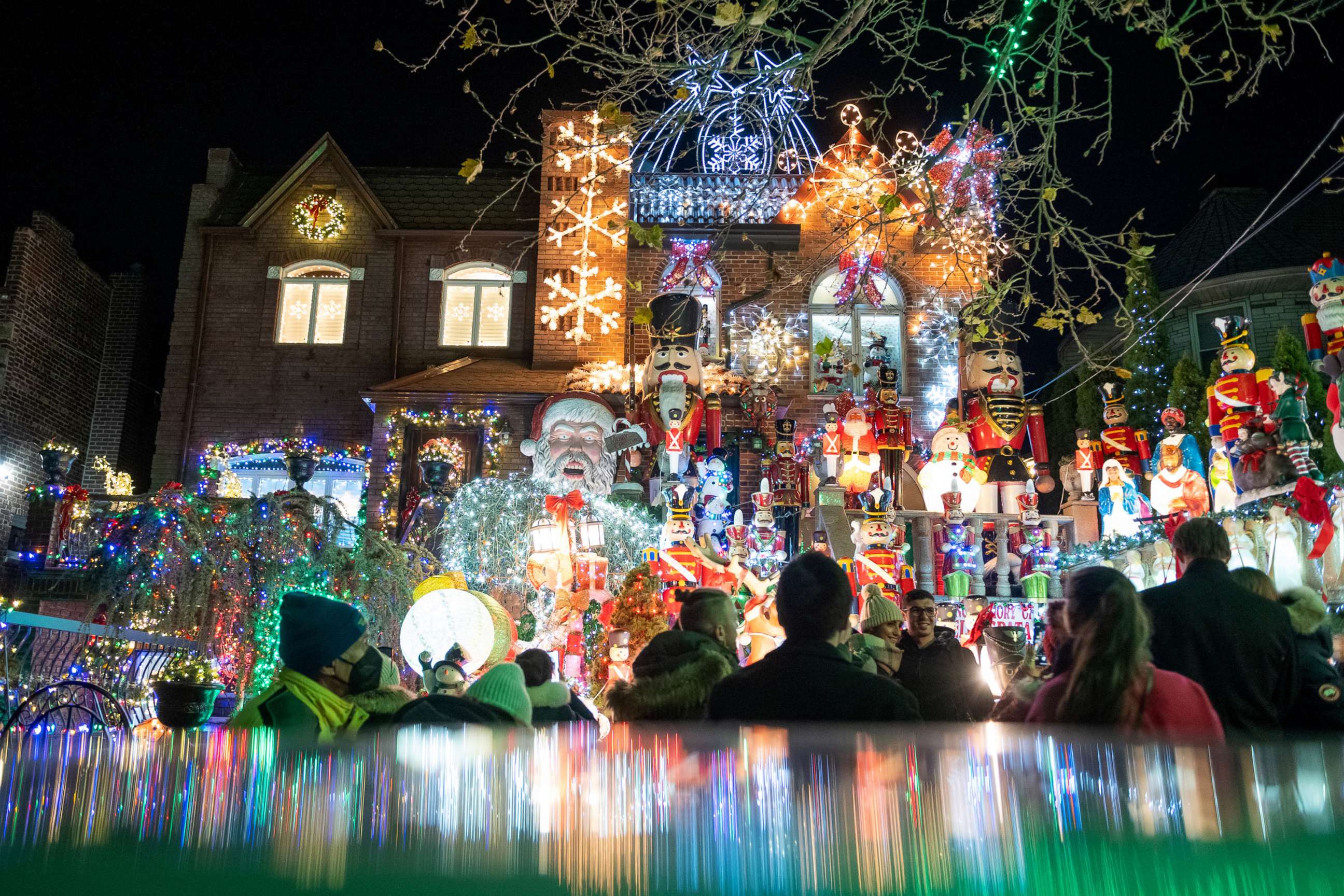 PHOTO: People visit the Dyker Heights Christmas Lights neighborhood on Dec. 12, 2021 in the Brooklyn.