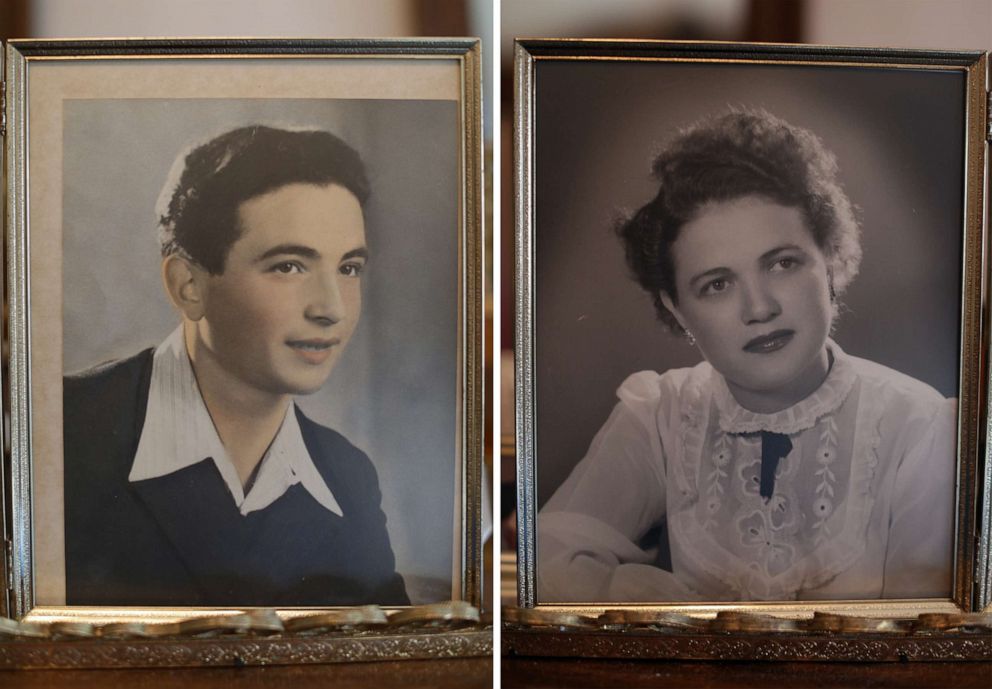 PHOTO: Holocaust survivor Leon Sherman, is seen in a portrait taken in 1949, and his wife Anna is seen in an undated photo.
