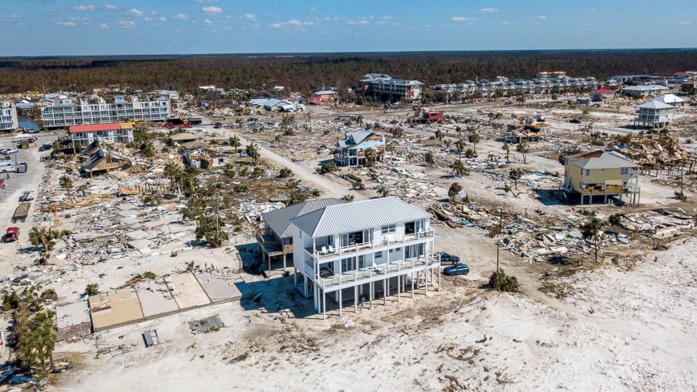 PHOTO: The home Russell King and his nephew Lebron Lackey had built to withstand 250-mph winds in Mexico Beach, Fla., Oct. 14, 2018, is seen still standing after Hurricane Michael passed through the area.