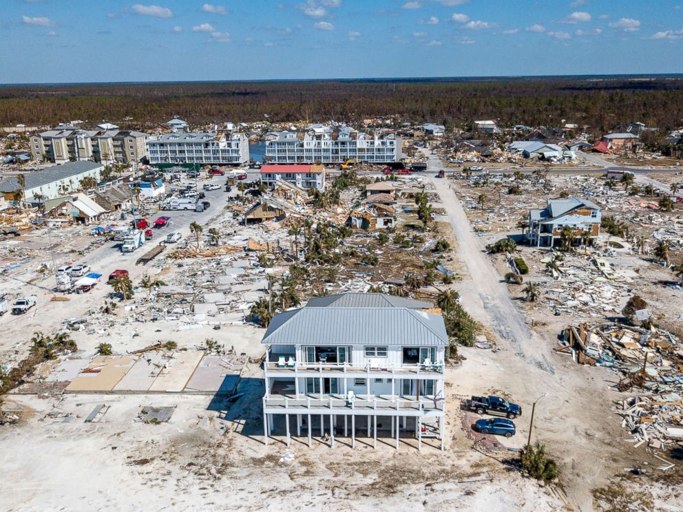 PHOTO: The home Russell King and his nephew Lebron Lackey had built to withstand 250-mph winds in Mexico Beach, Fla., Oct. 14, 2018, is seen still standing after Hurricane Michael passed through the area.
