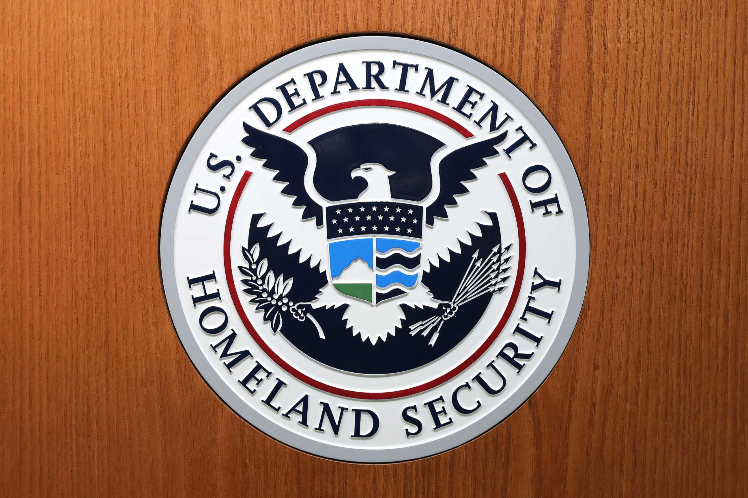 PHOTO: In this August 21, 2019, file photo, the Department of Homeland Security seal is shown in Washington, D.C.